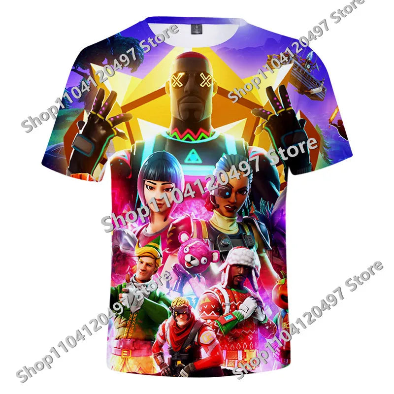 Fortnite Theme Birthday Number T-Shirt, Summer Child White Clothes, Cartoon Hot Game Short Sleeve Tees, Casual Tops, Funny Gifts