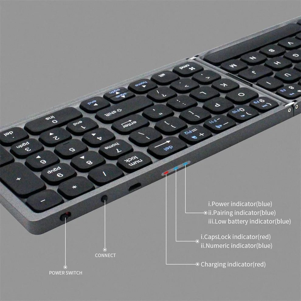 Jomaa Foldable Wireless Bluetooth Keyboard Lightweight Portable Bluetooth Folding Keyboard Available for Tablet Laptop PC iPad