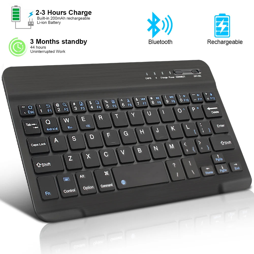 Mini teclado Bluetooth RGB sem fios de 10 polegadas com retroiluminação, touchpad e compatibilidade com iOS, Android, Windows e iPad