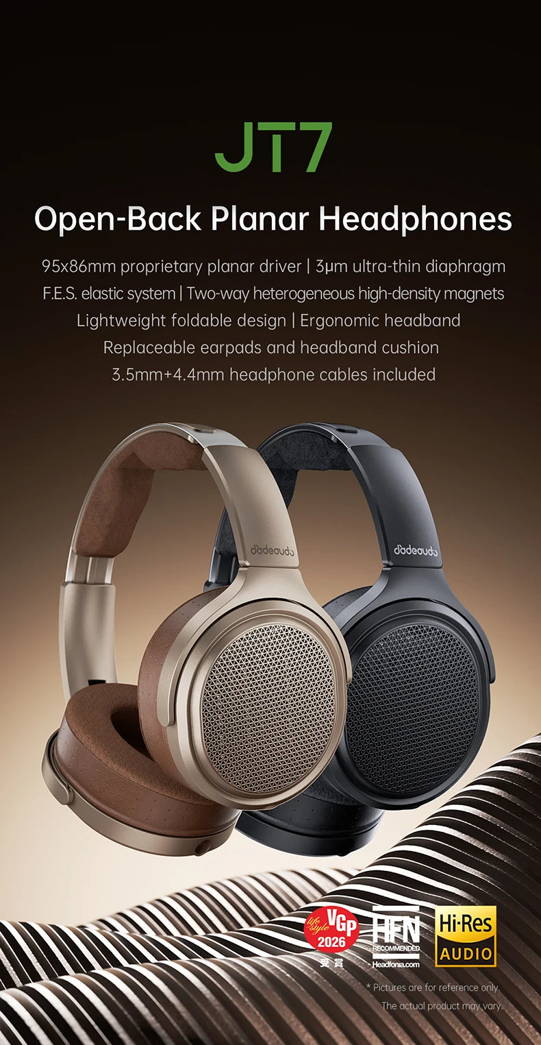 Cuffie audiophile over-ear magnetiche planari FiiO JT7 – Driver 95x86mm, headset HiFi cablato 4.4mm e 3.5mm