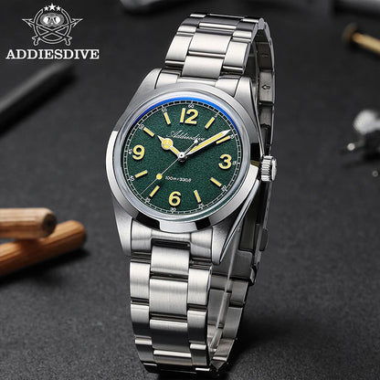 Reloj para hombre ADDIESDIVE AD2518 de 36mm en oferta destacada, cristal de espejo abombado, acero inoxidable 316L, cuarzo, resistente al agua 100m