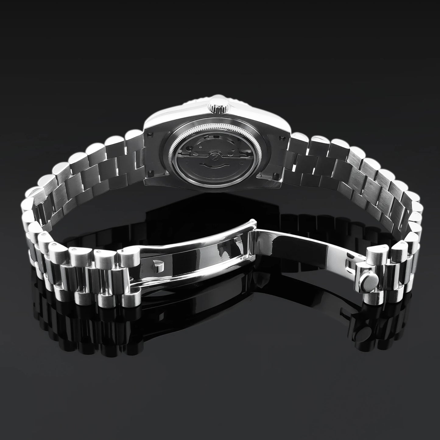 Orologio meccanico da uomo CORGEUT NH36 con indicazione di giorno e data, bracciale President, cassa in acciaio, lunetta arcuata filettata, impermeabile