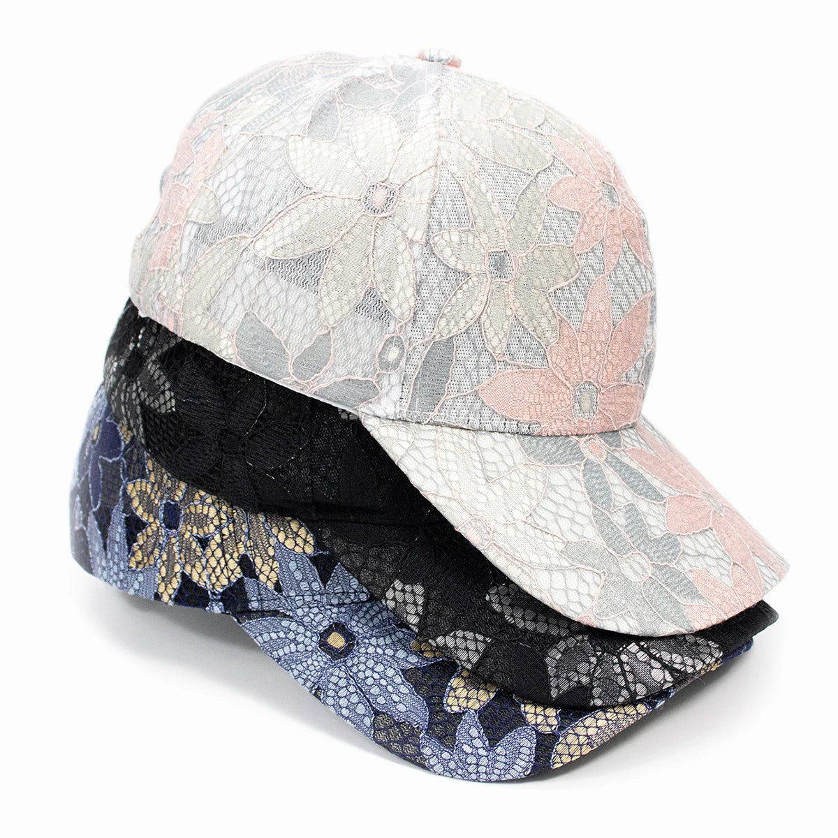 Fashion women lace flower baseball caps breathable elegant female hats spring summer autumn cap