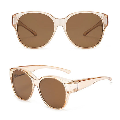 Summer UV Protection Driving Sunglasses Y2K Round Frame Wear Over Glasses Retro Fit Over Sunglasses for Women Men