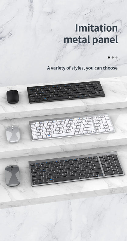JOMAA Bluetooth & 2.4G USB Keyboard and Mouse Set for Laptop Computer iPad Rechargeable Wireless Keyboard and Mouse Combo Silent