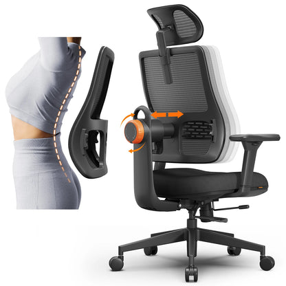 NEWTRAL MAGICH003 Ergonomic Office Chair, Adaptive Lower Back Support Gamer Chair, Adjustable Headrest Seat Depth Office Chair