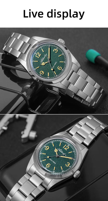 Reloj para hombre ADDIESDIVE AD2518 de 36mm en oferta destacada, cristal de espejo abombado, acero inoxidable 316L, cuarzo, resistente al agua 100m