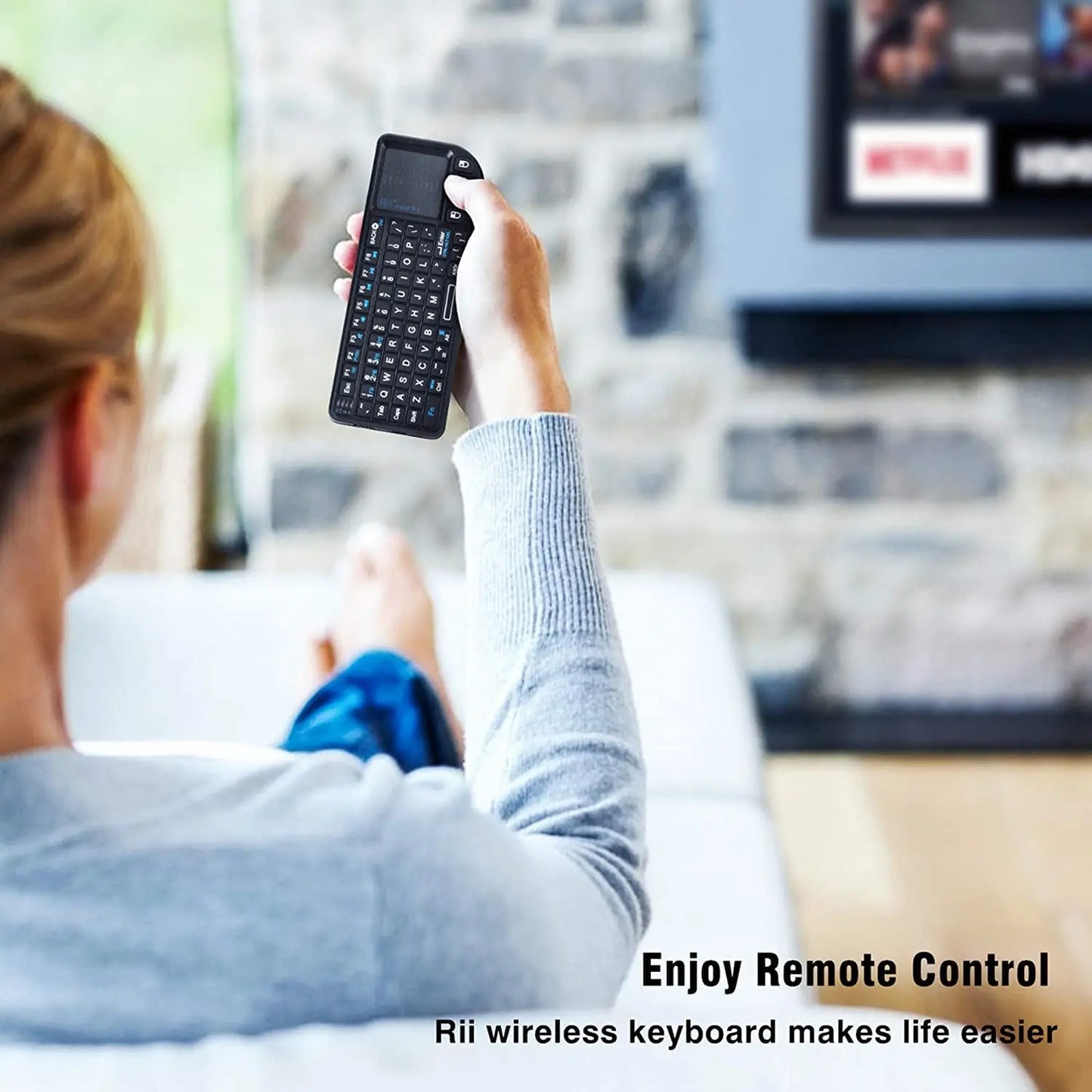 Teclado Mini Sem Fios Original Rii X1 2.4GHz Inglês/RU/ES/FR com TouchPad para Android TV Box/PC/Portátil
