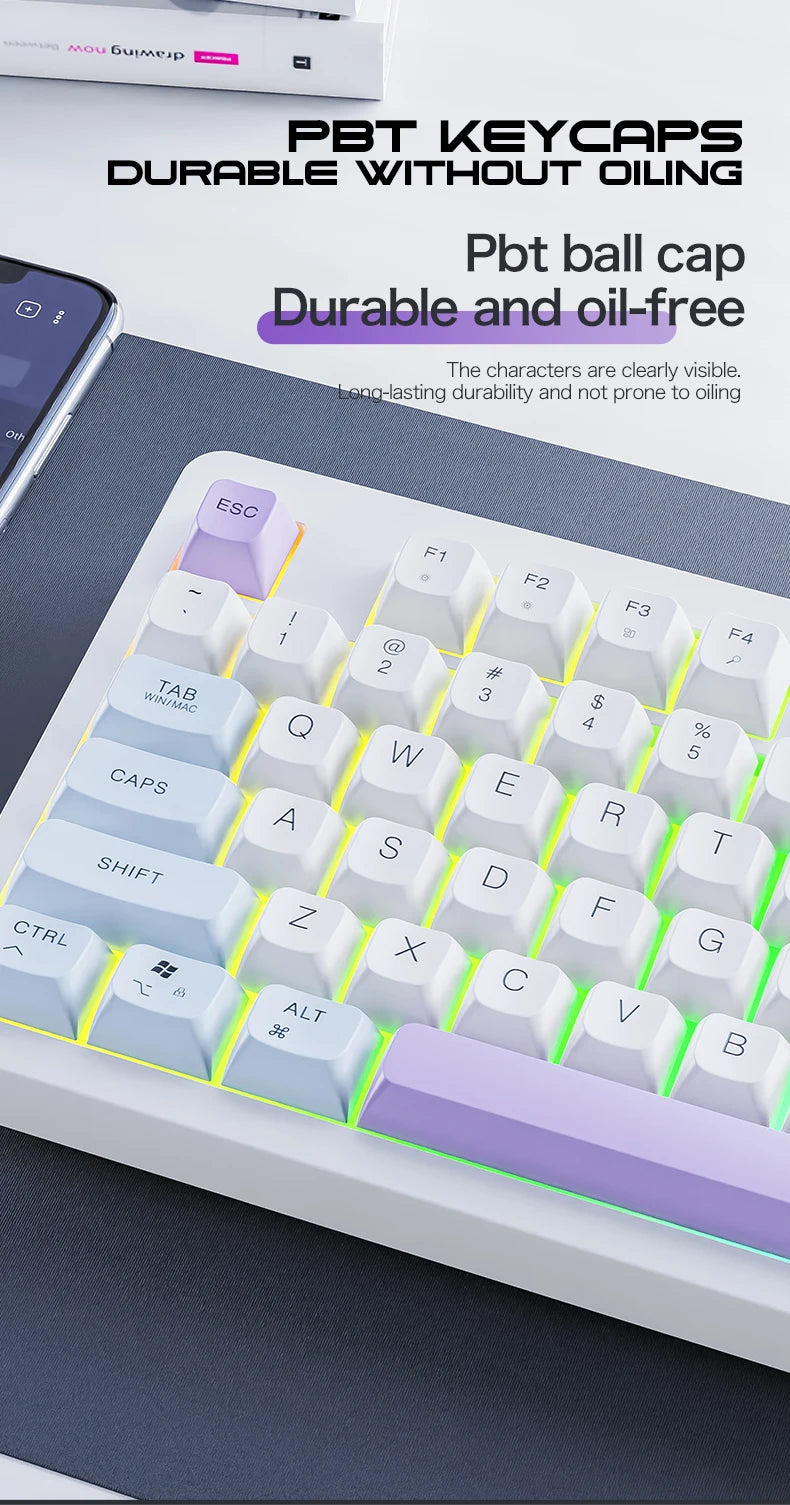 Teclado XUNFOX TK100 sem fios 2.4 Bluetooth de modo duplo para gaming, silencioso, escritório e portátil, universal