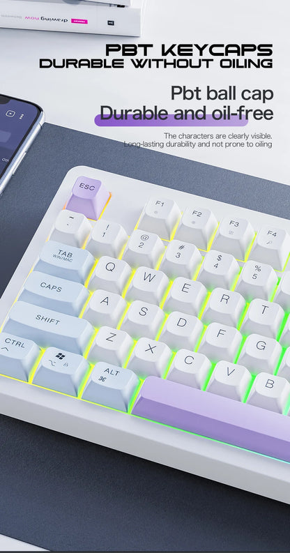 Teclado XUNFOX TK100 sem fios 2.4 Bluetooth de modo duplo para gaming, silencioso, escritório e portátil, universal