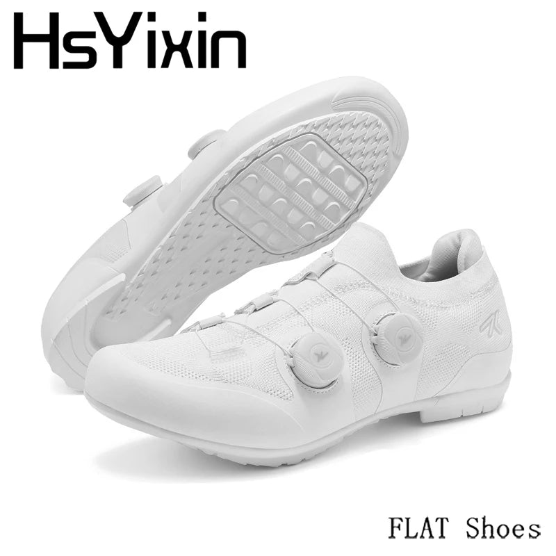 Scarpe da ciclismo su strada unisex, HsYixin traspiranti SPD autobloccanti antiscivolo, scarpe da corsa per bici da strada, MTB flat e sneakers da bicicletta