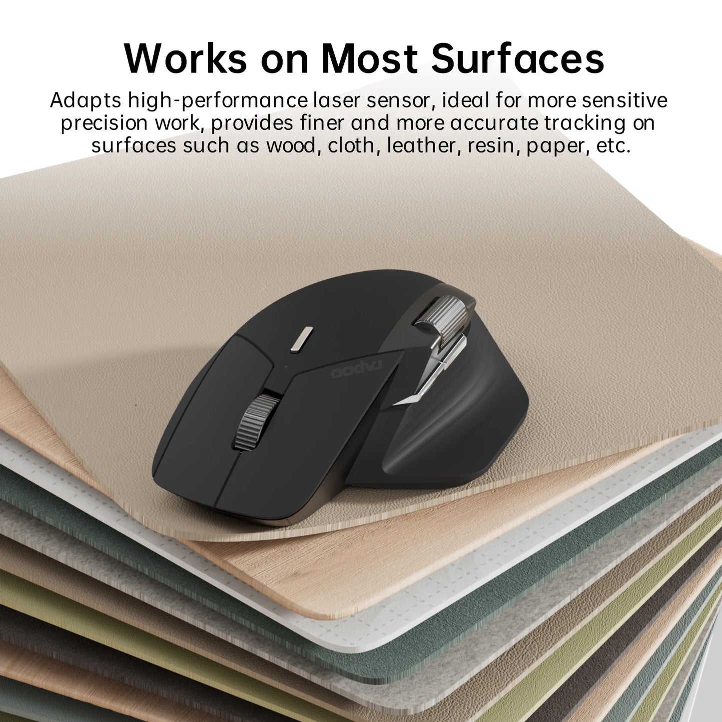Rapoo MT760/MT760Mini Multi-mode Rechargeable Wireless Bluetooth Mouse Ergonomic 4000 DPI Supports Up to 4 Devices Office Mice