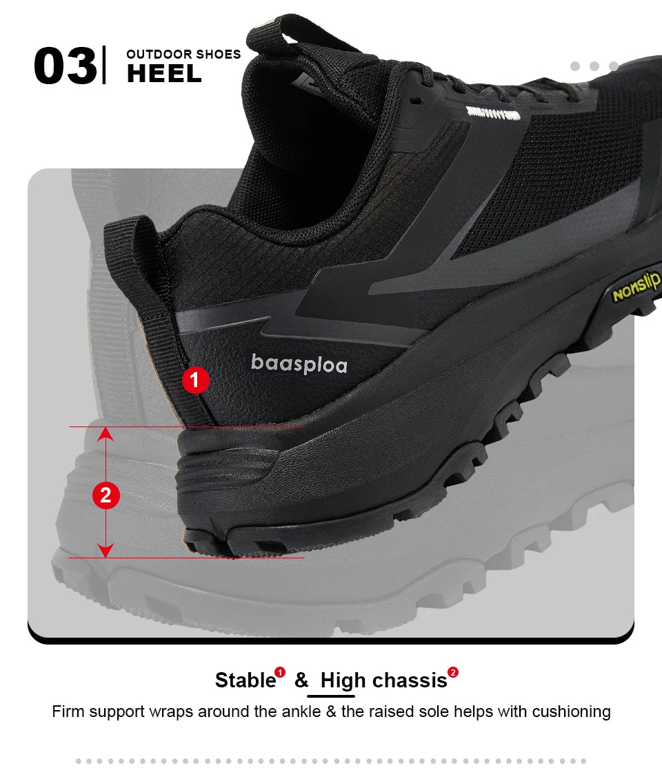 Baasploa herre-vandringssneakers – udendørs mode, lette, åndbare sko, herre-casual, skridsikre, slidstærke klatresko