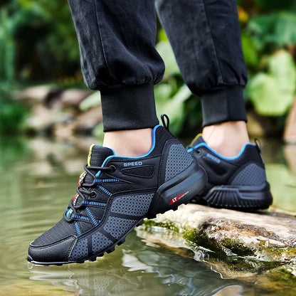 Zapatillas de senderismo para hombre, calzado deportivo todoterreno para exteriores, malla transpirable, antideslizantes y resistentes al desgaste, zapatillas de senderismo y ciclismo outdoor