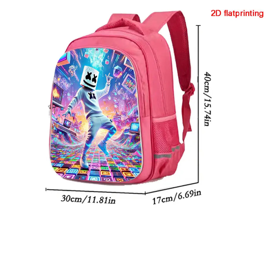 FORTNITE 16-inch Durable Lightweight Backpack, Dual Zipper Pockets, Cartoon Style for Boys & Girls Ages 6-10, Free 3D Printed Keychain