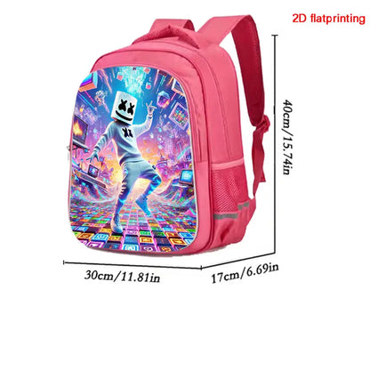 FORTNITE 16-inch Durable Lightweight Backpack, Dual Zipper Pockets, Cartoon Style for Boys & Girls Ages 6-10, Free 3D Printed Keychain