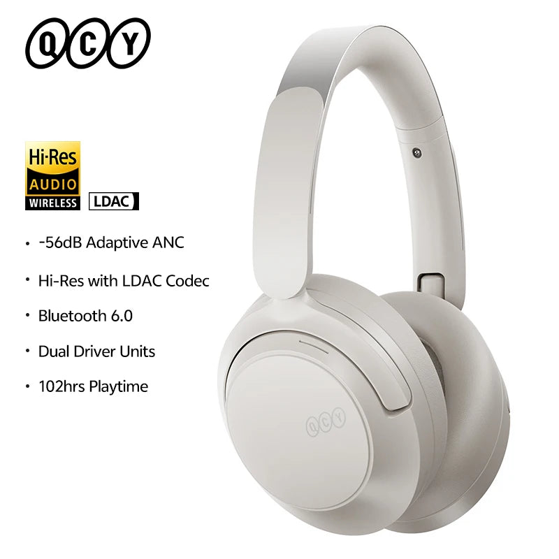 Cuffie over-ear QCY H3S ANC Bluetooth 6.0 – Hi-Res LDAC Spatial Audio, cancellazione adattiva del rumore -56dB, headset wireless