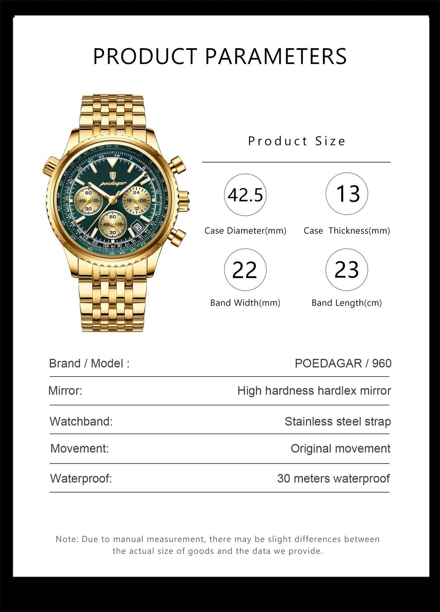POEDAGAR Trendy Man Watch Chronograph Date Waterproof Luminous Men's Watches Stainless Steel Quartz Sports Luxury Man Wristwatch