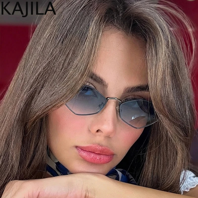 Small Frame Hexagon Punk Sunglasses Women 2026 Luxury Brand Polygon Sun Glasses For Ladies Classic Shades Cat Eye Eyewear