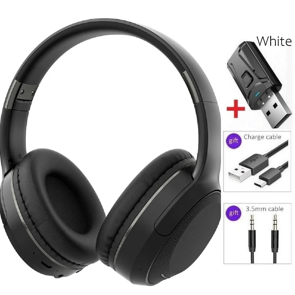 Wireless TV Headphones Bluetooth 5.0 USB Adaptor Stereo Headset Foldable Helmet Earbuds with Mic for Samsung  TV PC Music