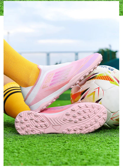 Men Football Boots Futsal Ultralight Soccer Shoes Training TF Match Long Spikes Breathable Indoor Sneakers Cleats Drop Shipping