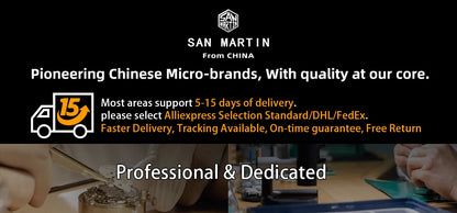 San Martin New 40mm Retro Pilot YN55 Automatic Mechanical Fashion Simple Style Men Wristwatch 100m Waterproof C3 Luminous SN0143