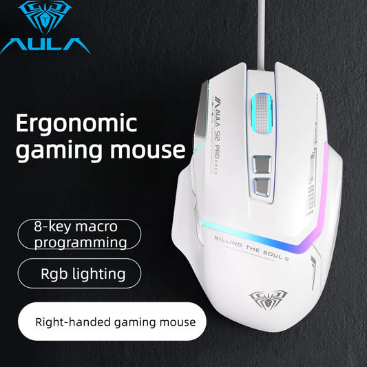 Hot Sale AULA S12 Pro kabelgebundene Gaming-Maus 12800 DPI RGB-Hintergrundbeleuchtung 8 programmierbare Tasten ergonomische Gaming-Maus für PC Laptop