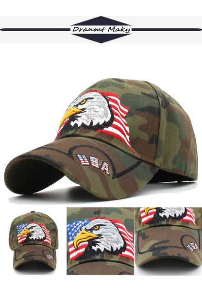 New Men's Animal Baseball Cap Patriotic Bald Eagle and American Flag Snapback Caps For Women USA 3D Embroidery Farm Trucker Hats