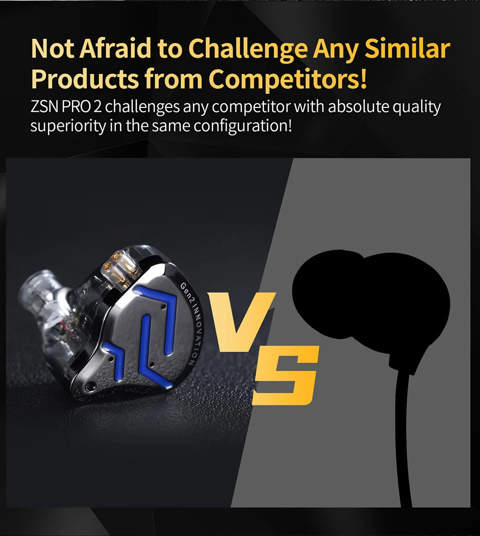 Cuffie cablate in-ear KZ ZSN Pro 2 Hybrid – Auricolari 1BA+1DD HiFi con bassi, cancellazione del rumore e microfono
