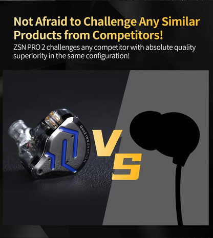 Cuffie cablate in-ear KZ ZSN Pro 2 Hybrid – Auricolari 1BA+1DD HiFi con bassi, cancellazione del rumore e microfono