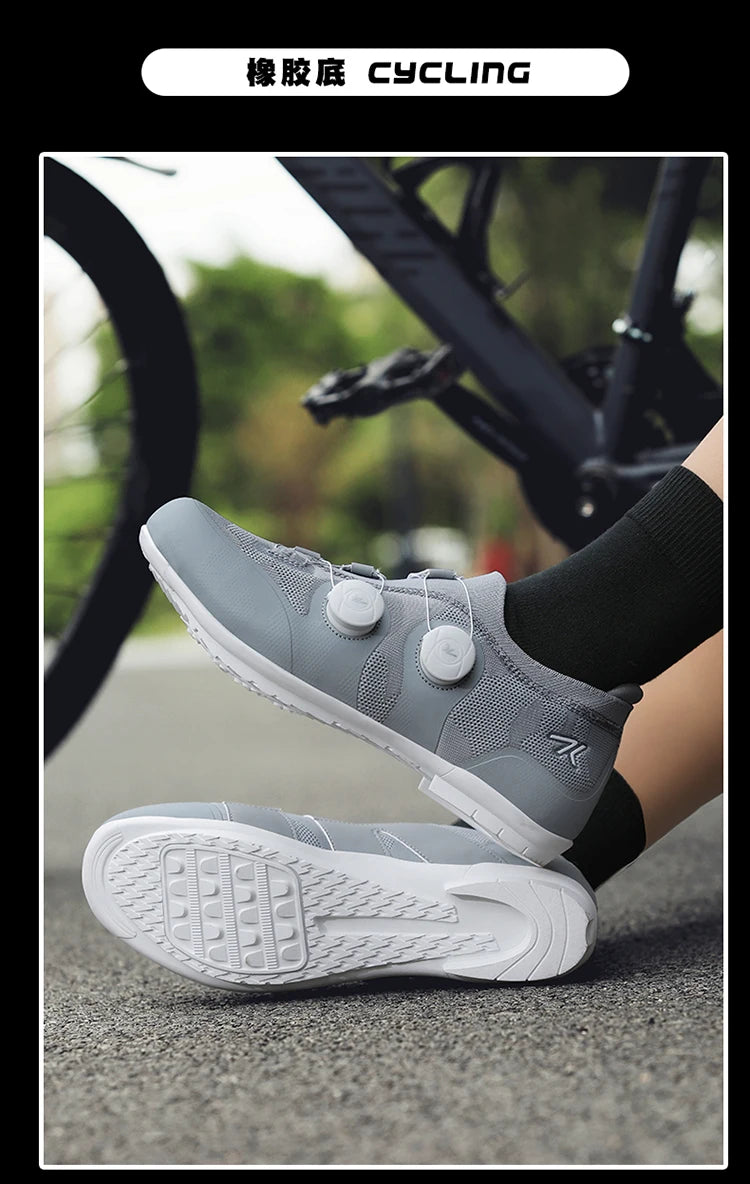 Scarpe da ciclismo su strada unisex, HsYixin traspiranti SPD autobloccanti antiscivolo, scarpe da corsa per bici da strada, MTB flat e sneakers da bicicletta