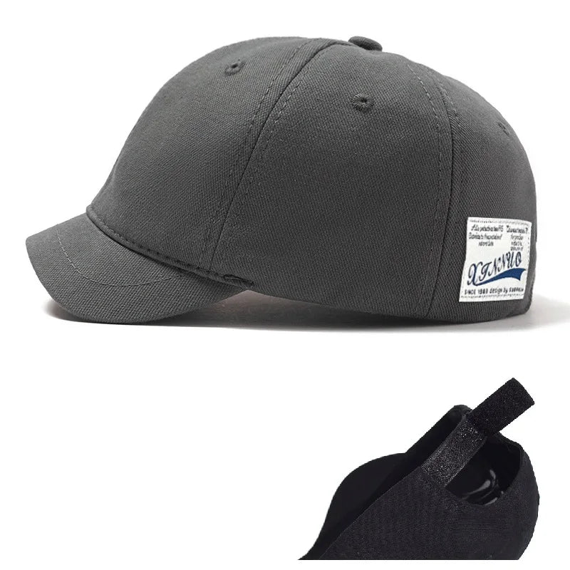 Gorra de béisbol para hombre con cabeza grande, parte trasera cerrada, ala corta de 5 cm, gorras ajustadas de malla, gorras elásticas totalmente cerradas, tallas 56-60 cm y 61-65 cm