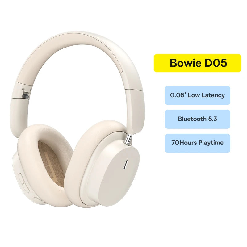 Cuffie over-ear wireless Bluetooth 5.3 Baseus – Driver HiFi da 40mm, autonomia di 70H, headset pieghevole con audio spaziale