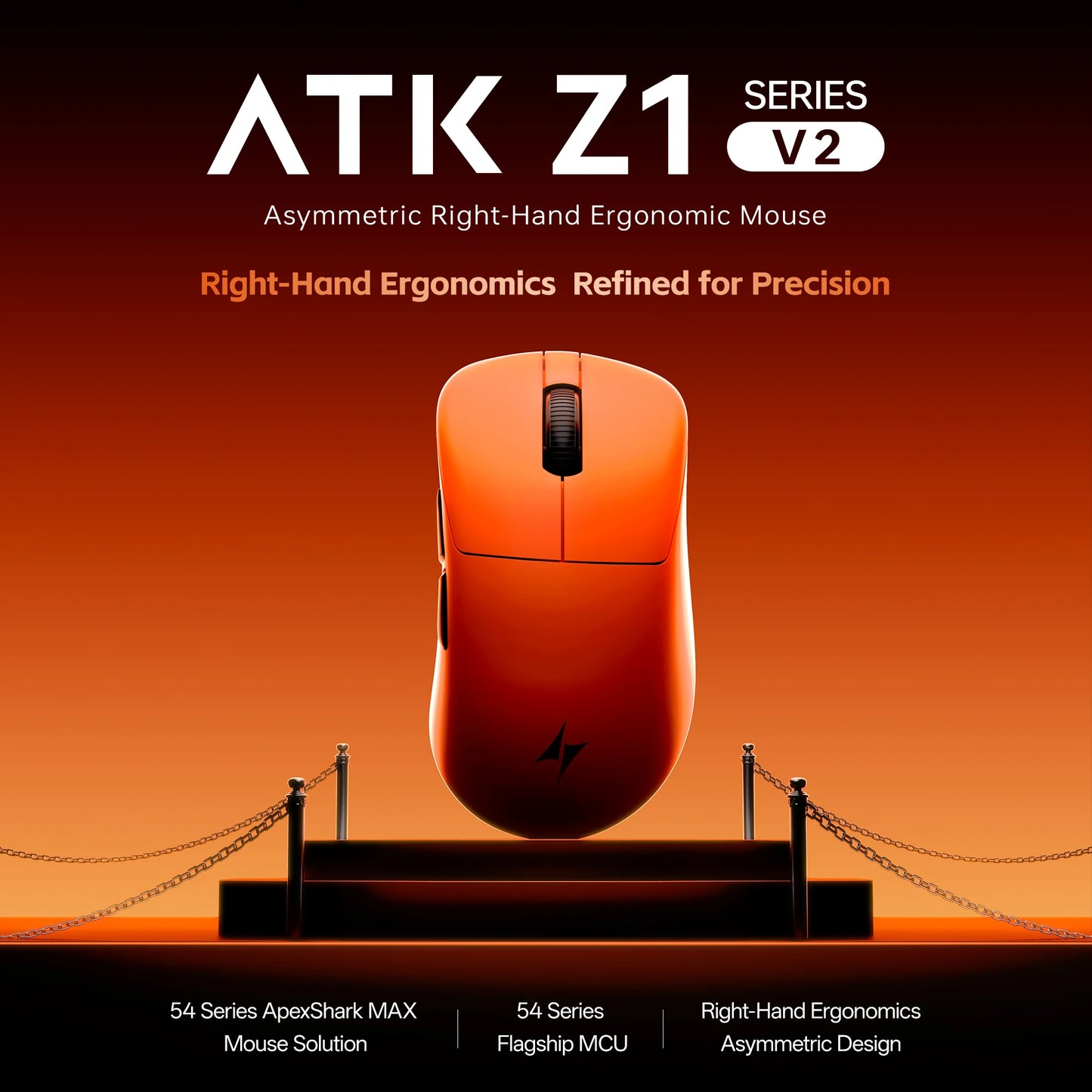 ATK Blazing Sky Z1 V2 Ultimate bezdrátová myš PAW3950 Ultra Dual 8K herní myš ergonomická, vlastní vývoj, pro střední až velkou ruku