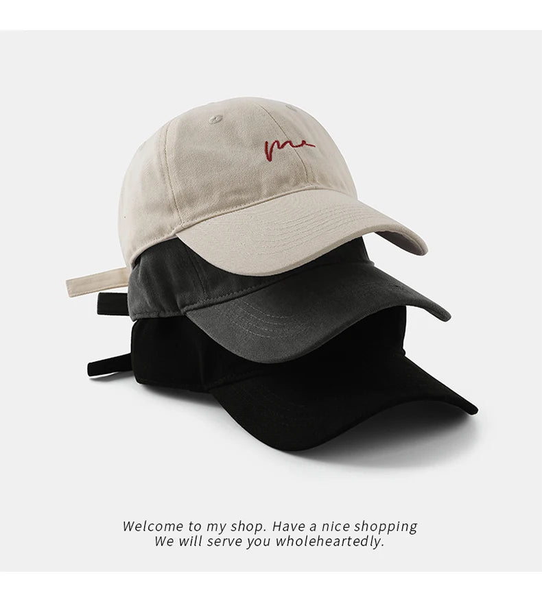 Simple wave embroidered baseball cap, versatile for daily leisure and travel, sun protection duckbill cap