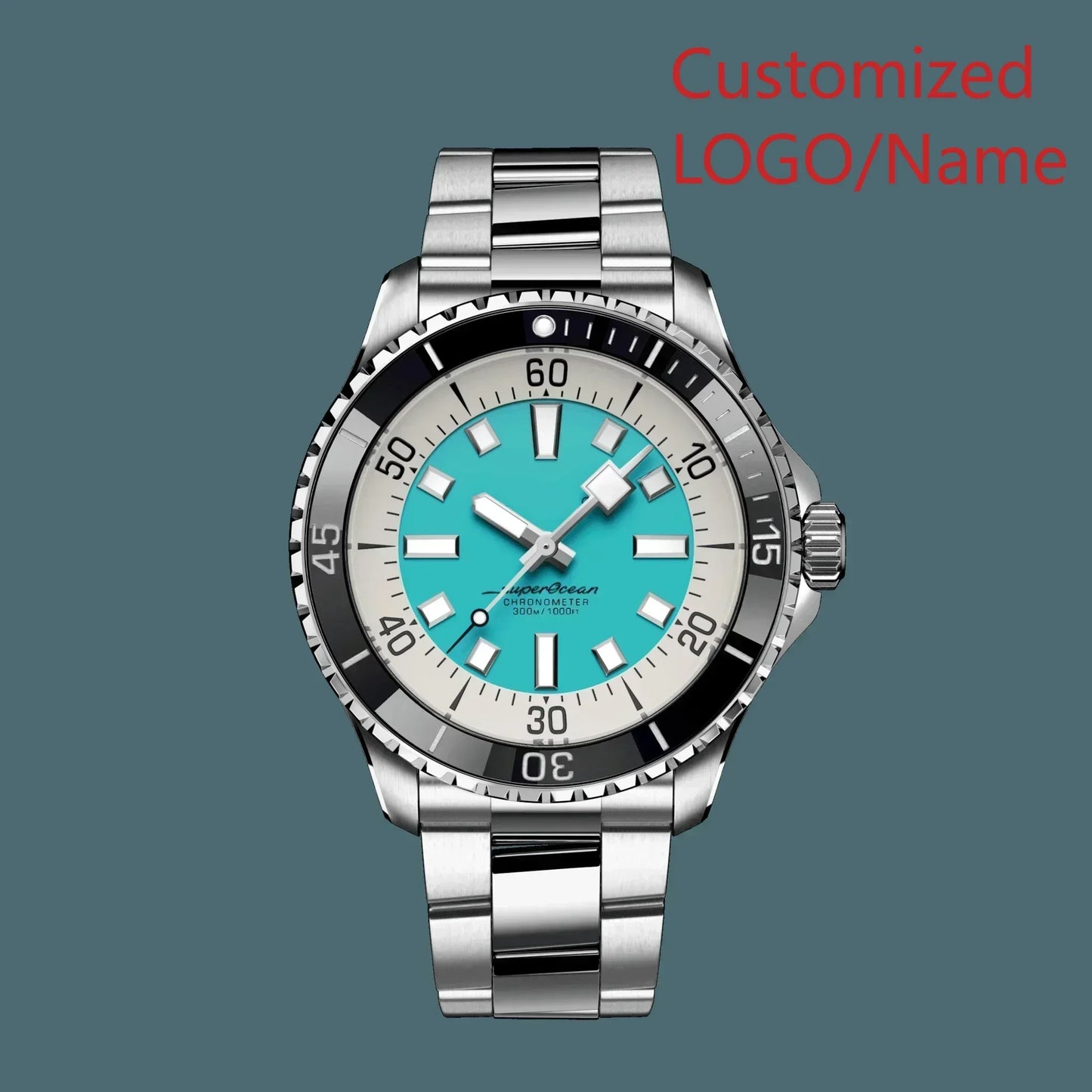 A11 Store Customized Watch Super ocean Mens Automatic Mechanical Watch Stainless Steel Black Blue Ceramic Bezel 44mm