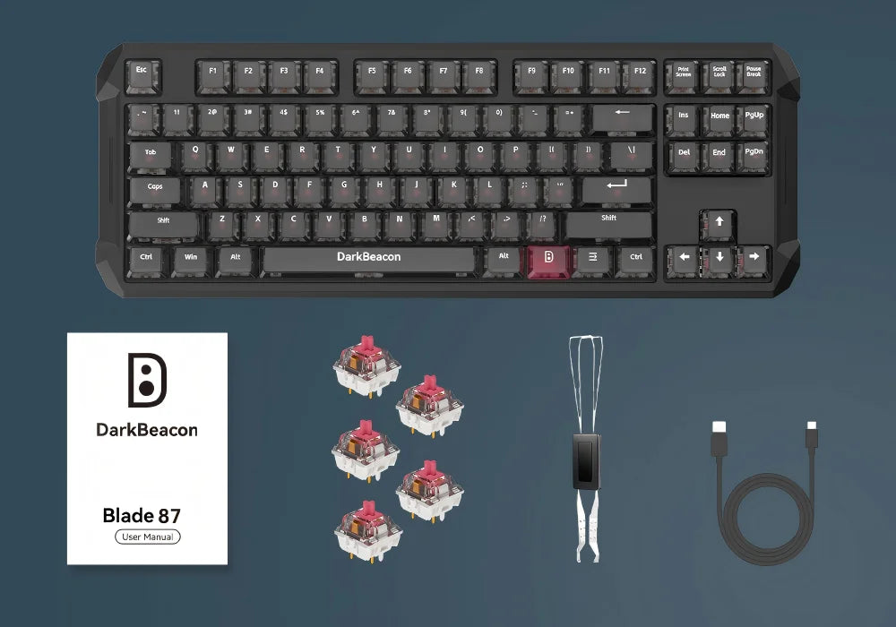 DarKBeacon RGB Teclado TKL Compacto de 87 Teclas USB com Fio, Hot-Swappable, Mecânico Silencioso, para Windows, Portátil, PC e Gaming