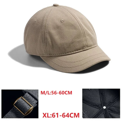 Gorra de béisbol para hombre con cabeza grande, parte trasera cerrada, ala corta de 5 cm, gorras ajustadas de malla, gorras elásticas totalmente cerradas, tallas 56-60 cm y 61-65 cm