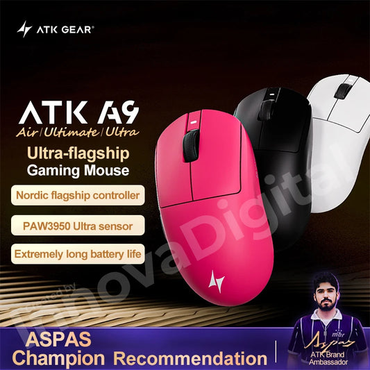ATK Dragonfly A9 Ultimate kabellose Gaming-Maus A9 Air PAW3950 ultraleichte ergonomische E-Sports-Gamer-FPS-Maus CSGO A9 Ultra