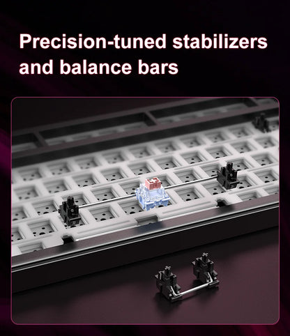 Onikuma 2025 New Mt706 RGB Gaming Mechanical Keyboard 2.4g/ Wired/Bt, 81-Key PBT RGB Gaming Keyboard
