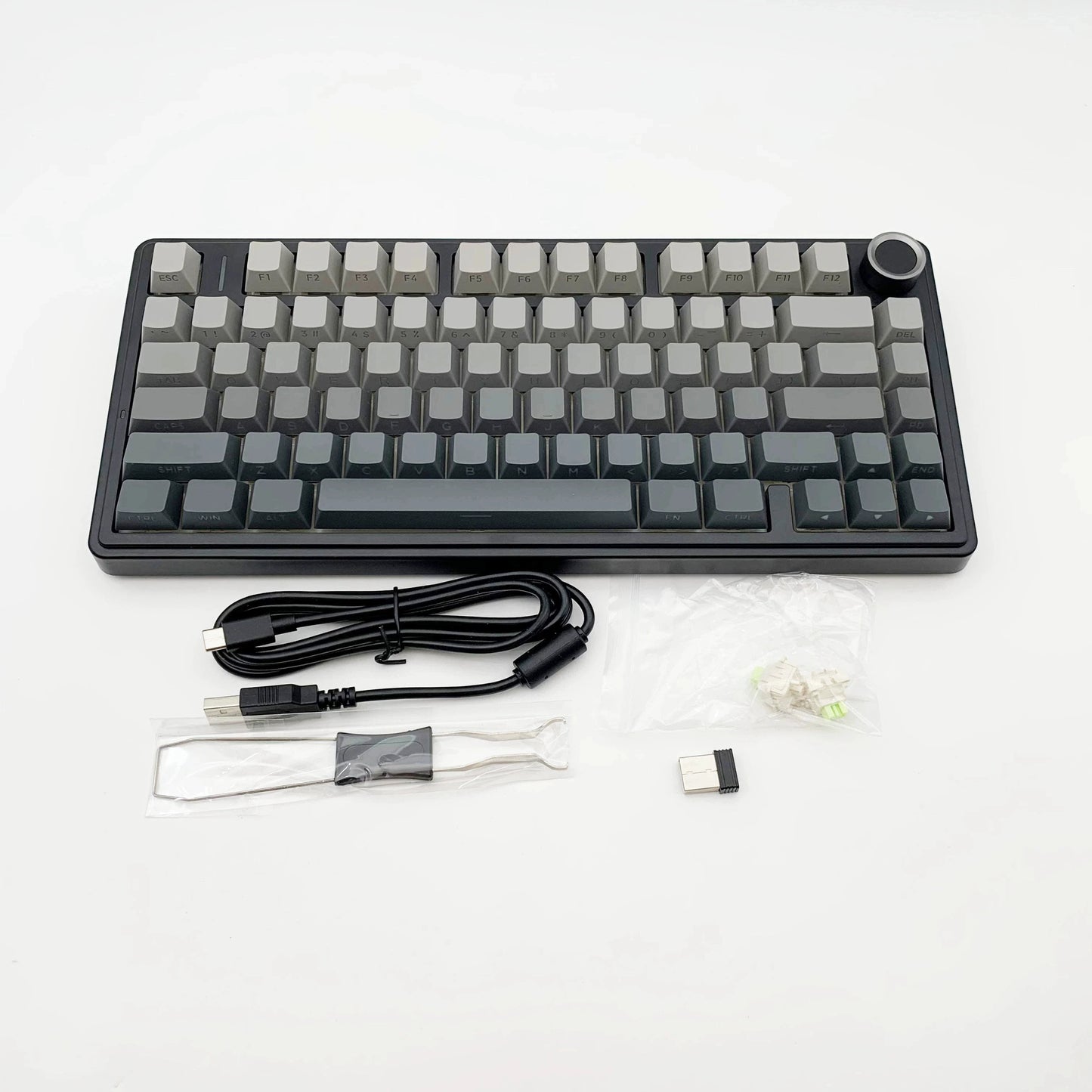 Teclado mecânico gaming AULA F75 RGB personalizado, layout 75%, gravação lateral, montagem gasket, 80 teclas, keycaps PBT em gradiente