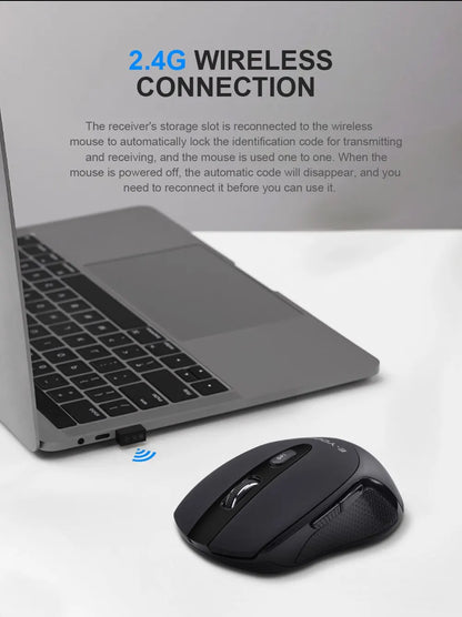 E-YOOSO E-1020 USB 2.4G Wireless Gaming Noiseless Mute Office Mouse 2400 DPI Optical Game Mice Ergonomic for Laptop PC Computer