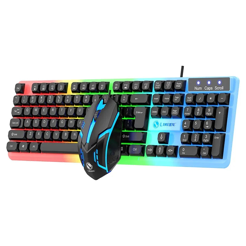 NG GTX350 Gaming-Tastatur-Maus-Set für Computer und Laptop, beleuchtetes Gamer-Kit, LED, kabelgebundene USB-Tastatur GTX350 Set – Schwarz