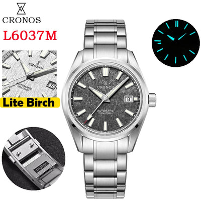 Cronos Men's Watch 39mm Automatic Wristwatch White Dial Solid Links Sapphire 10 ATM L6037M