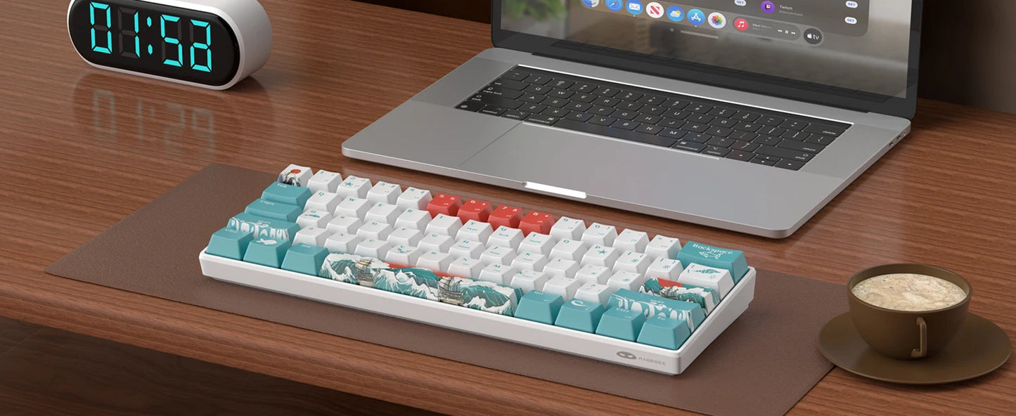Teclado Mecânico Gaming MageGee 60%, RGB, Totalmente Hot-swappable, Switches Personalizados, Mini Teclado de Escritório com 61 Teclas para Portátil Win/Mac