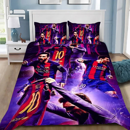 Conjunto de Roupa de Cama Estrela de Futebol M-messis com Capa de Edredão e Fronha para Adulto, Rapaz e Rapariga, Decoração de Quarto Infantil, Tamanho Individual, Duplo e Grande