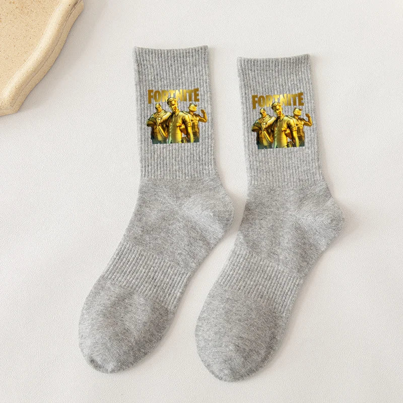 Fortnite-Socken mit Cartoon-Spielcharakter, lange Socken für Kinder und Schüler, einfarbige Baumwollsocken für Frühling und Herbst, Geburtstagsgeschenk