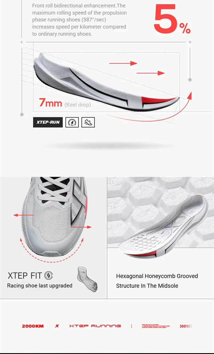 Xtep 2000km 5.0 Shoes Soft Training Sneakers Cushion Durable Professional Combat Universal Jogging Shoes 874119110023