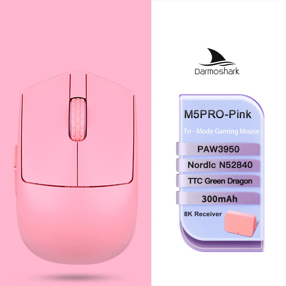 Darmoshark M5Air Forged Carbon Fiber Wireless 8K Gaming Mouse PAW3950 30K DPI Small Hand Finger Grip Game Macro Mice Lightweight