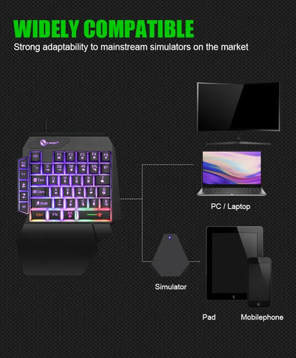 35keys One Handedly Single Hand Mini Gaming Keyboard USB Ultra-slim Wired Backlight Keyboard for Laptop Desktop PC Smartphone